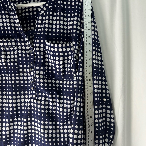 Notations Navy and White Polka Dot Blouse - Picture 9 of 12